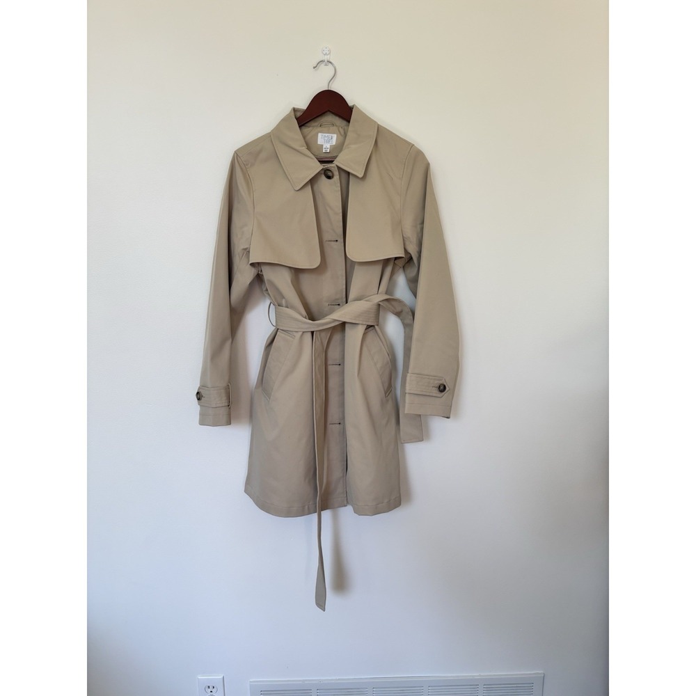Time And Tru Classic Trench Coat Tan Beige Women's - Picture 4 of 7